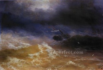  1899 Oil Painting - storm on sea 1899 seascape Ivan Aivazovsky
